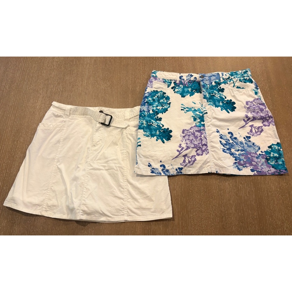 Croft‎ & Barrow Womens Size 14 White Floral Print Skort Lot of 2